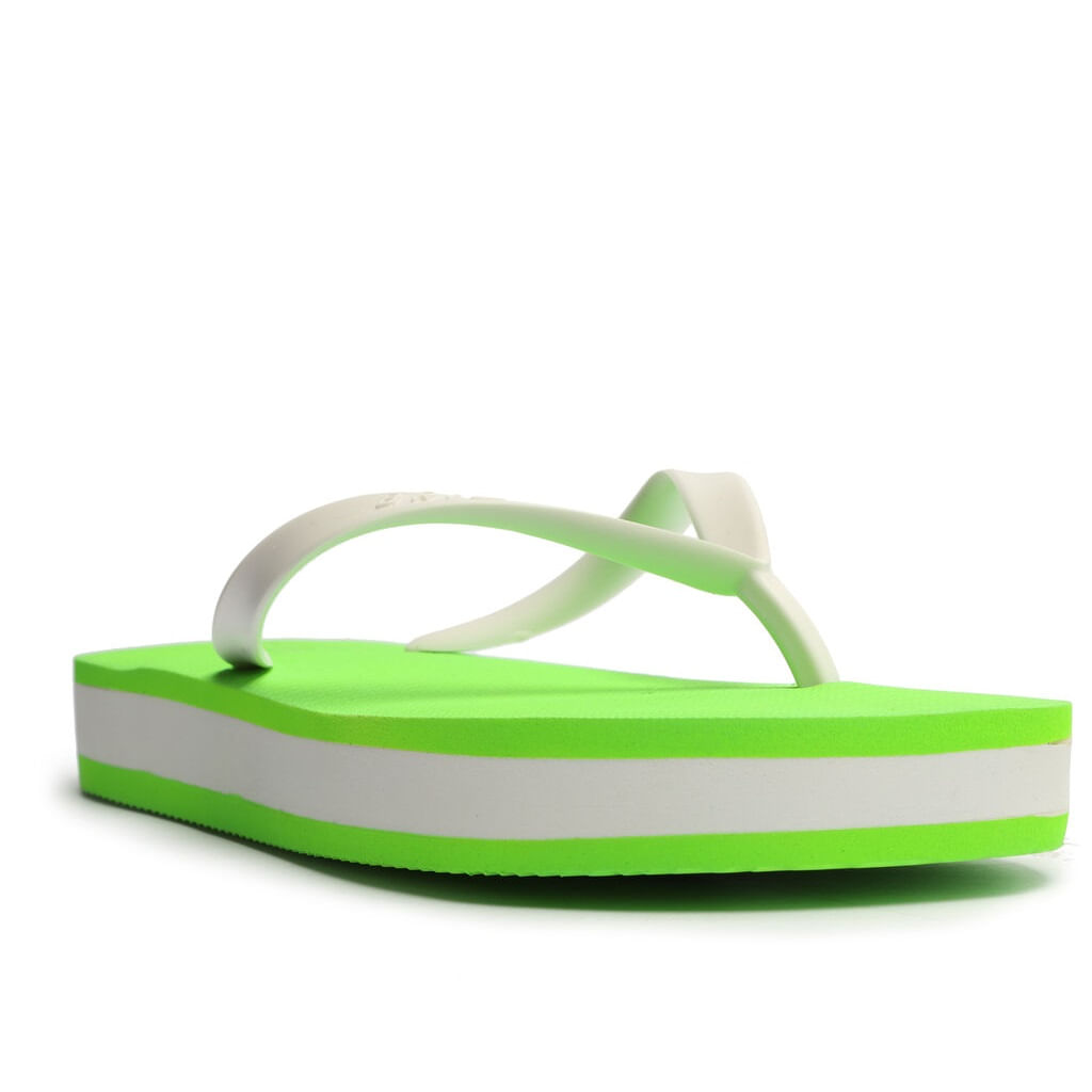 Chinelo Verde Neon e Branco Plataforma Brizza Arezzo